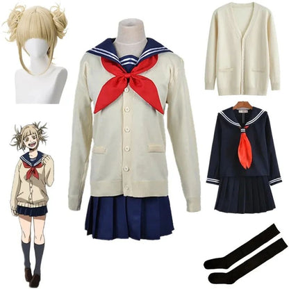 My Hero Academia Cosplay Fantasia de Halloween Anime Boku No Hero Academia Himiko Toga Uniforme JK Suéter Casaco Peruca Fantasias