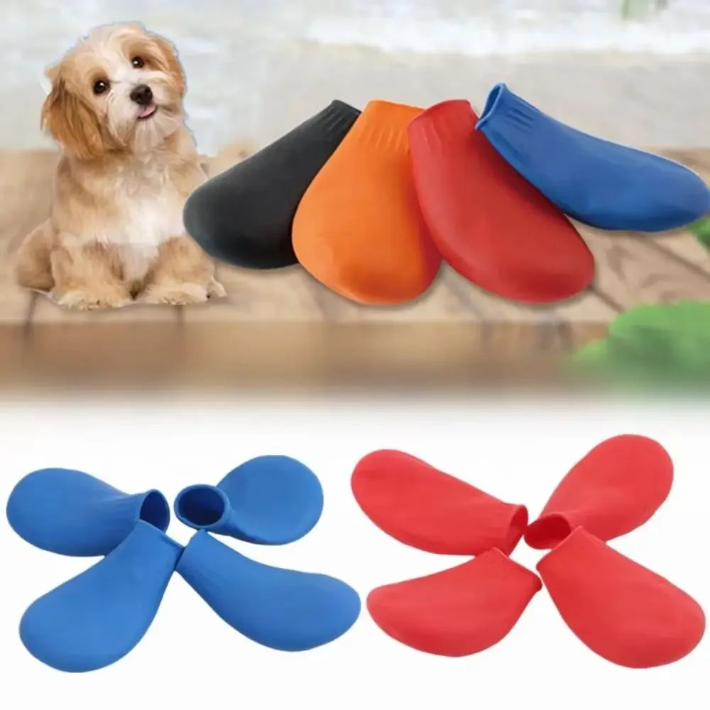 4 Peças de Sapatos para Cães Impermeáveis Novos Balão de Borracha Antiderrapante Botas de Chuva para Animais de Estimação Botas para Cães Pequenos Chihuahua Cães Grandes