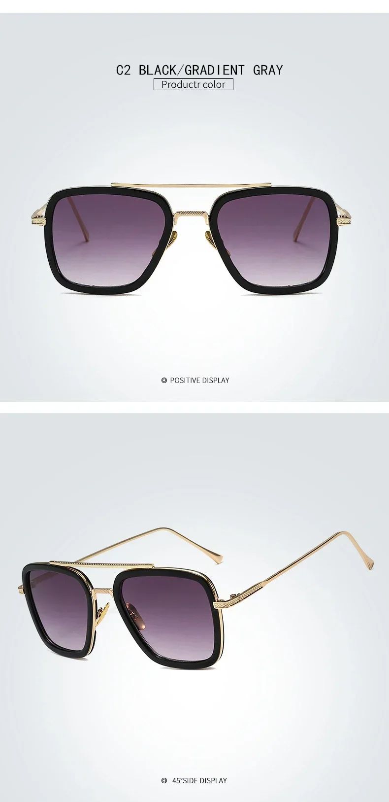 Luxury Steampunk Men Sunglasses Tony Stark Iron Man Sun Glasses Vintage Metal Eyewear Steam Punk Sunglass UV400 Male Gafas