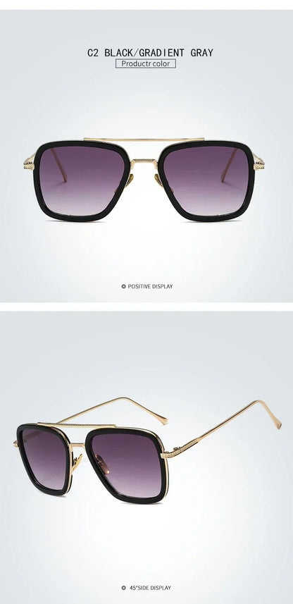 Luxury Steampunk Men Sunglasses Tony Stark Iron Man Sun Glasses Vintage Metal Eyewear Steam Punk Sunglass UV400 Male Gafas