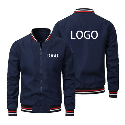 Custom Windproof Jacket Men Personalized Logo Printed Zipper Motorcycle Outdoor Sportswear Casual Fashion Coat