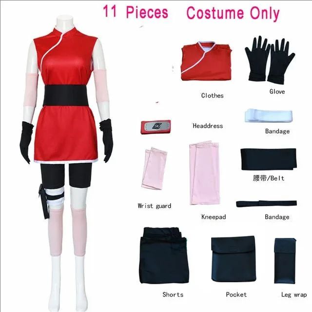 Haruno Sakura Cosplay Anime Costume Women Girls Skirt Outfit Unisex Ninja Cartoon Halloween Carnival Costume