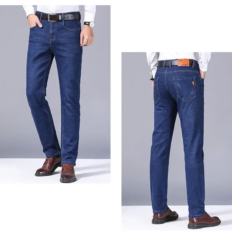 Calça Jeans Masculina de Marca de Luxo Stretch Reta Casual Slim Fit Jeans Masculino Design Clássico de Negócios Calça Tamanho Grande