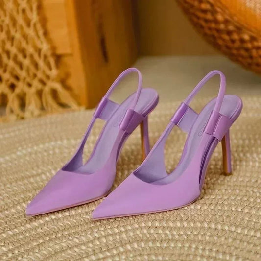 Novas Sandálias Femininas de Luxo Designer Slingback Bico Fino Salto Alto Fino Elegante Sapatos de Salto Scarpin 35-43