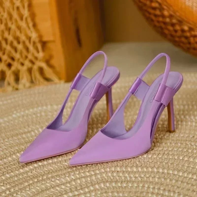 Novas Sandálias Femininas de Luxo Designer Slingback Bico Fino Salto Alto Fino Elegante Sapatos de Salto Scarpin 35-43