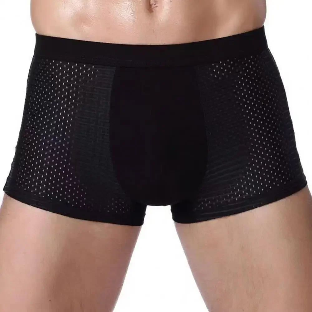 Men Breathable Boxers Ice Silk Mesh Men's Boxers Soft Breathable Underwear with Moisture-wicking Technology U Design for Comfort