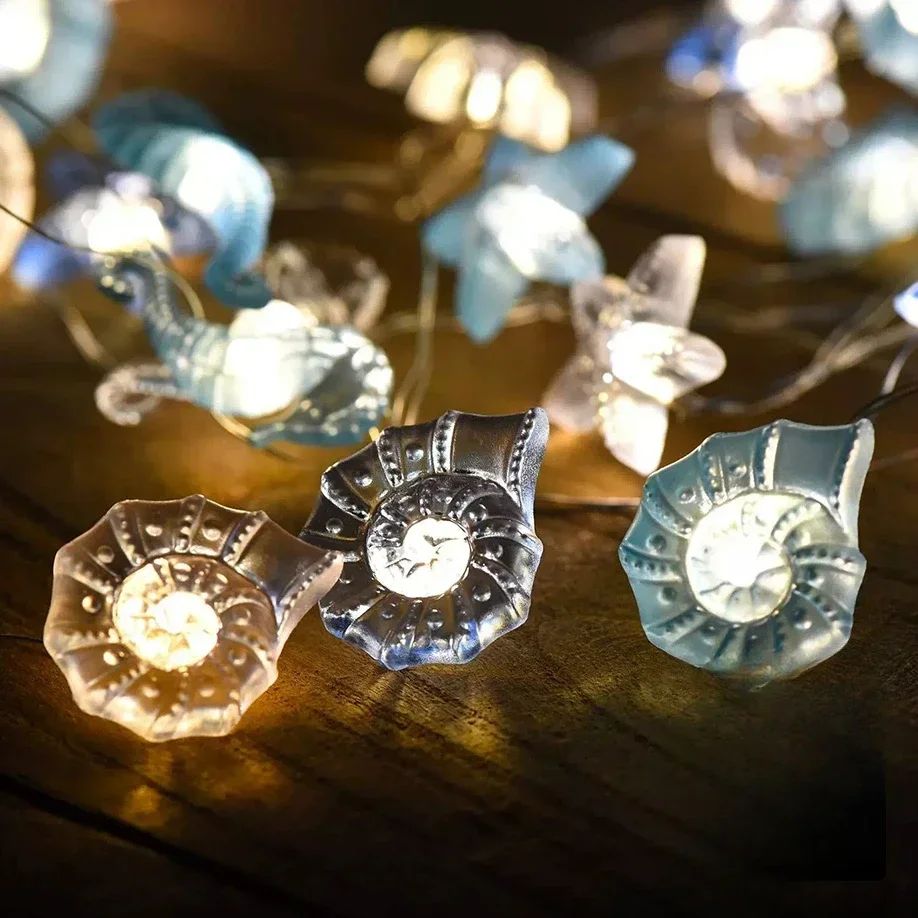 Ocean Theme 20/30 Leds String Lights Shell Starfish Under The Sea LED Fairy Light for Wedding Party Christmas Decoration Lamp