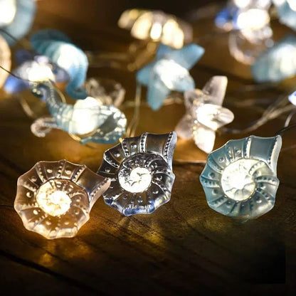 Ocean Theme 20/30 Leds String Lights Shell Starfish Under The Sea LED Fairy Light for Wedding Party Christmas Decoration Lamp
