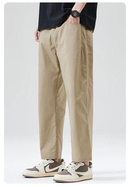 Calça Masculina Casual Cleanfit Estilo Americano para Esportes ao Ar Livre Nove Pontas Solta em Tela Confortável Elegante e Sofisticada