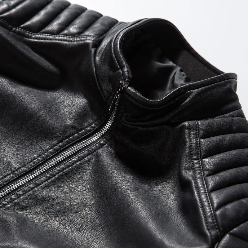 Men's Casual Biker Jacket Slim Fit PU Leather Coat Korean Style Men's Fashion Outerwear Casual Scene Artificial Leather Coat