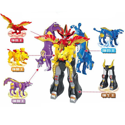 Transformando 5 Em 1 Robô Fera Animais Montagem Transformação Dinozord Deformação Brinquedo Dinossauro Rangers Megazord Boneco De Ação