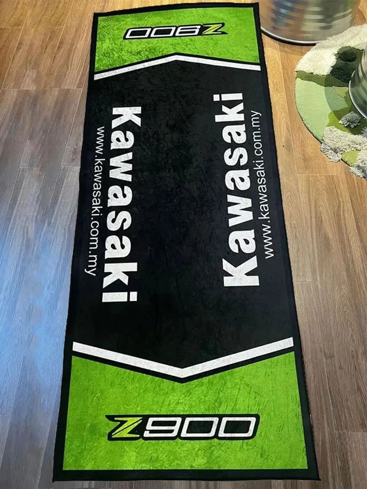 Garage Mat Motorcycle Carpet Racing Cool Moto Display Kawasaki Carpet for Kawasaki Motorcycle Area Rug Anti-slip Floor Decor Rug