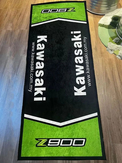 Garage Mat Motorcycle Carpet Racing Cool Moto Display Kawasaki Carpet for Kawasaki Motorcycle Area Rug Anti-slip Floor Decor Rug