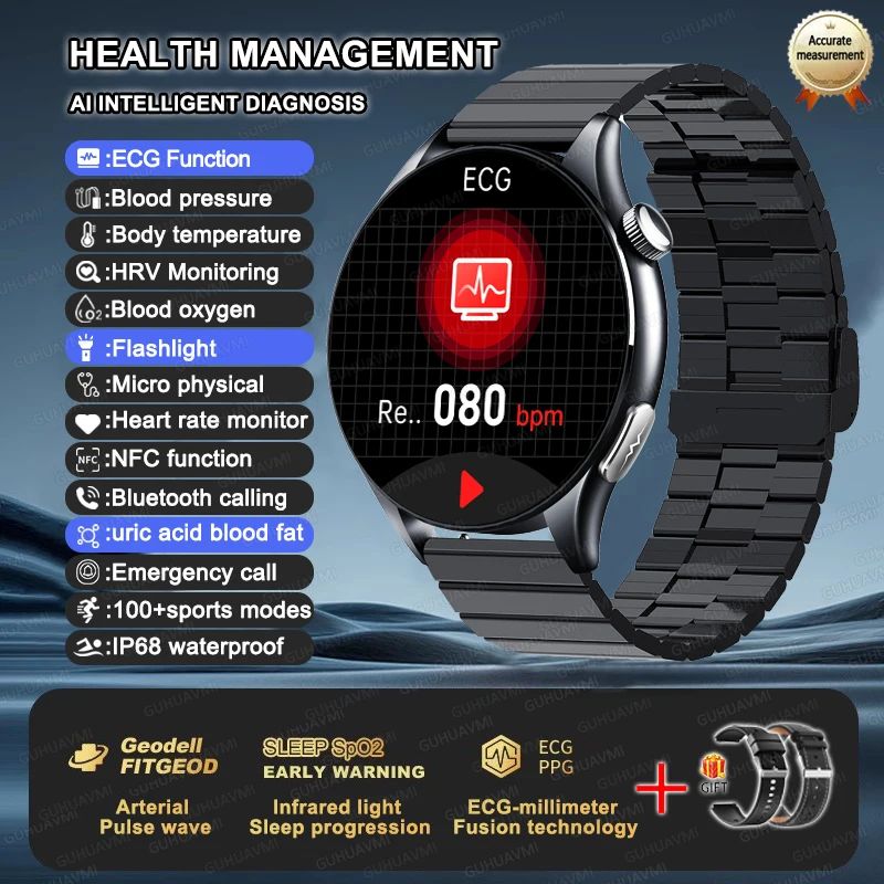 XIAOMI 704505 Novo Smartwatch ECG+PPG Preciso Ácido Úrico Lipídios Pressão Análise Corporal Smartwatch Masculino Chamada BT NFC