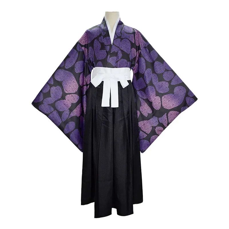 2026 New Edition Kokushibo Role-Play Wig, Temporary Tattoos, Anime-Print Kimono Top, Halloween Party Costume