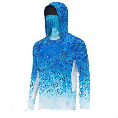 Camisas de Pesca Infantis FPS 50+ Camisa de Pesca de Manga Longa com Máscara de Gola Protetora Touca Mantenha a Cabeça e o Rosto Aquecidos Caminhadas ao Ar Livre Corridas