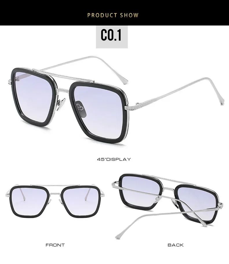 Luxury Steampunk Men Sunglasses Tony Stark Iron Man Sun Glasses Vintage Metal Eyewear Steam Punk Sunglass UV400 Male Gafas
