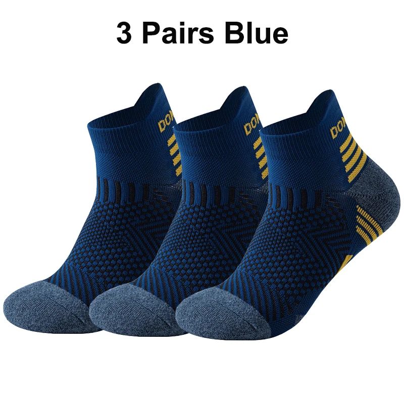 3 Pares Meias de Corrida de Maratona Masculinas Femininas Profissionais Esportivas Tornozelo Fitness Tubo Acolchoado Engrossado Baixo Cano Curto Barco Meias