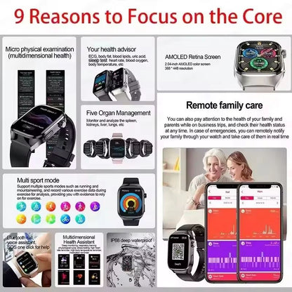 2025 Novo Smartwatch Tela AMOLED de 2.04 polegadas Chamada Bluetooth IP68 À Prova D'água 650mA Smartwatches Esportivos Masculinos Android Grau Militar