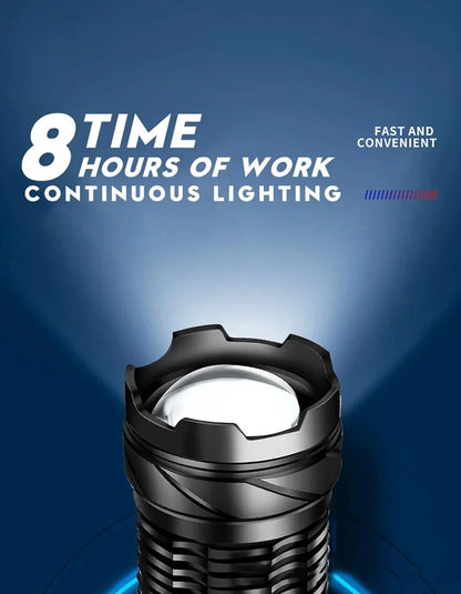 Powerful XHP50 LED Flashlight Waterproof Torch With Side Light 7 Modes Camping Fishing Lantern Type C Rechargeable Zoom Lamp