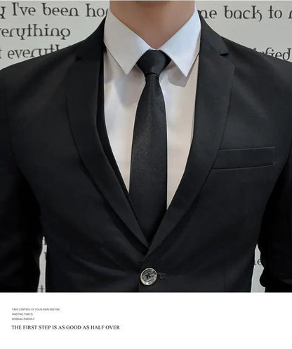 Suit S-7XL (Blazer+ Waistcoat + Trousers) Men's Fashion Business Dinner Gentleman Slim British-style Evening Dress Group Suit