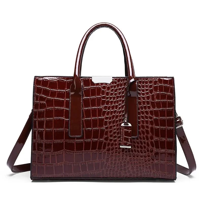 Luxury Vintage Women's Crocodile Pattern Handbag Large Capacity Tote Bag Leather Business Shoulder Bag For Female