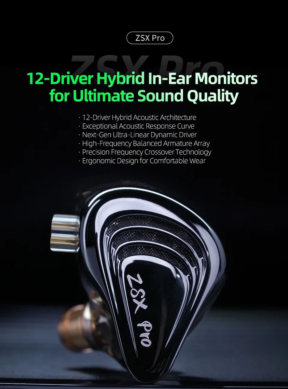 KZ ZSX Pro 5BA+1DD 12mm Drive Hybrid Drive Unit Earphones HIFI Music Earbuds Sport Game Headsets 2PIN Replaceable Cable ZSXPRO