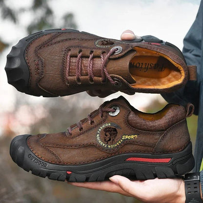 Sapatos Masculinos de Couro Genuíno para Camping, Caminhada, Tênis Esportivo Masculino, Sapatos Casuais de Viagem, Lazer, Caminhada, Escalada