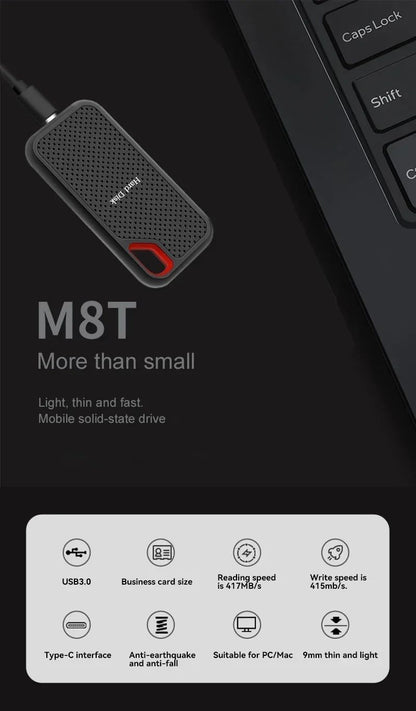 Original SSD 1TB High Speed External Hard Drive USB 3.1 Type-C Interface Hard Disk 4TB Mass Solid Drive for Laptop/PC/MAC