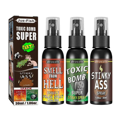 6 unidades-1 unid. 30ml Adereços de Halloween Spray Líquido de Peido Não Tóxico Bomba de Cheiro Fedorento Brinquedo de Pegadinha de Gás Malcheiroso Artigos de Festa de Brincadeira