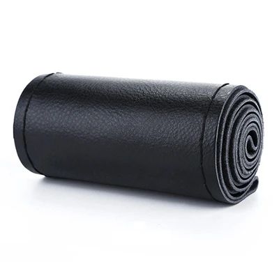 1PC Faça você mesmo, capas de volante de couro de fibra macia, universais, com agulhas e linha, acessórios interiores de carro