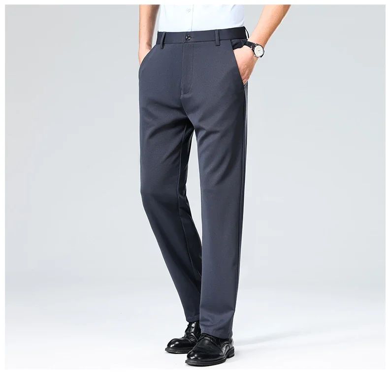 Calças Finas Masculinas para o Verão Outono, Calças de Terno Formal, Calças de Trabalho, Calças Casuais de Negócios de Qualidade, Calças Compridas Pretas Vinho Tinto