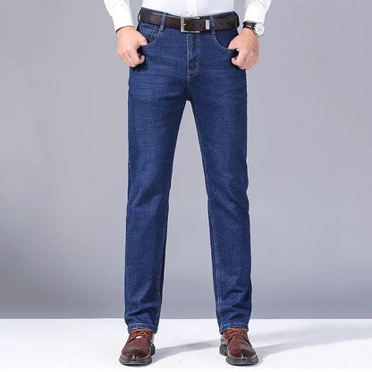 Calça Jeans Masculina de Marca de Luxo Stretch Reta Casual Slim Fit Jeans Masculino Design Clássico de Negócios Calça Tamanho Grande