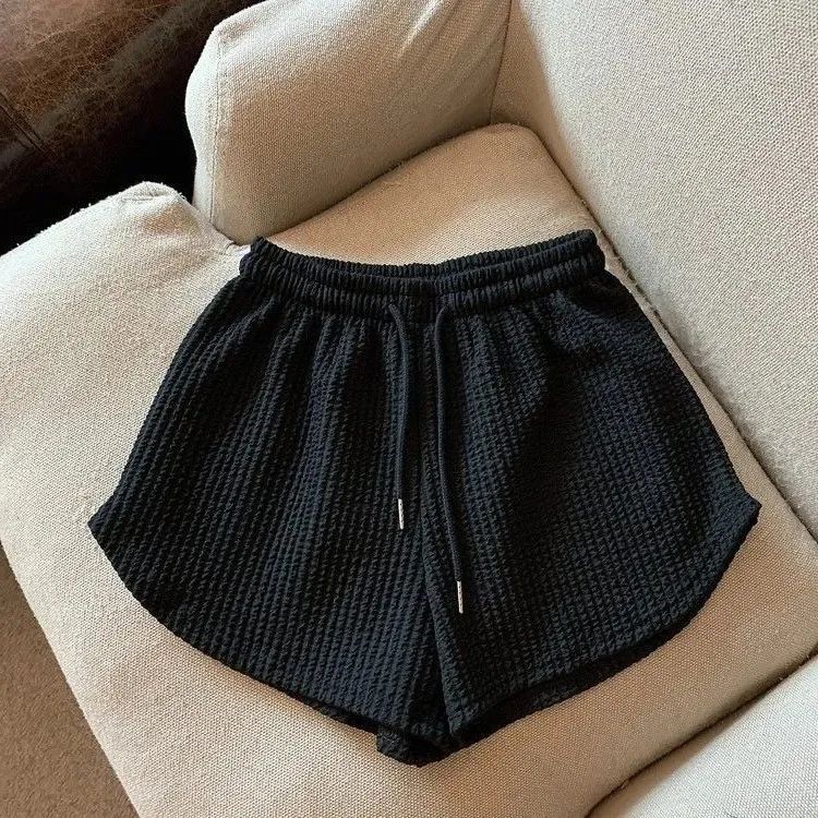 Women Shorts Summer High Elastic Lace Up Drawstring Wide Leg Sweat Short  Shorts for Women  Women Clothing  Womens Shorts