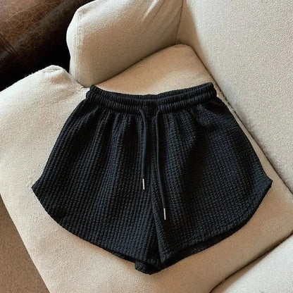 Women Shorts Summer High Elastic Lace Up Drawstring Wide Leg Sweat Short  Shorts for Women  Women Clothing  Womens Shorts