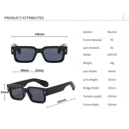 Retro Men Square Sunglasses For Women Vintage Luxury Rivet Designer Sun Glasses Fashion Arrow Shades UV400 Eyeglasses