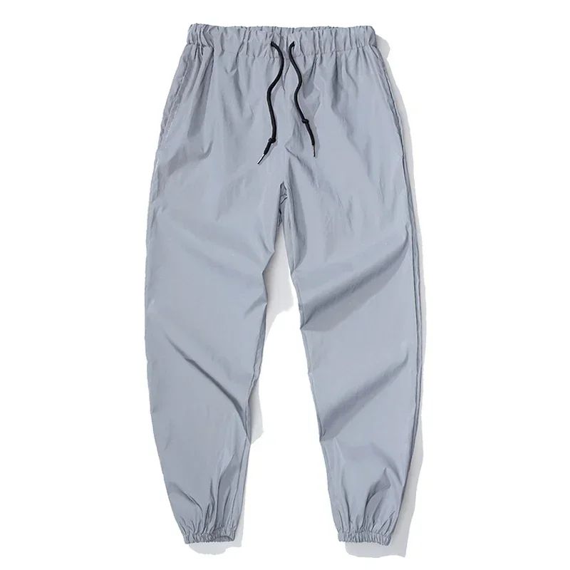 Night Reflective Casual Pants Men's Elastic Waist Fashion Skateboard Trousers Streetwear Hip Hop Harajuku Jogger Sweatpants Male