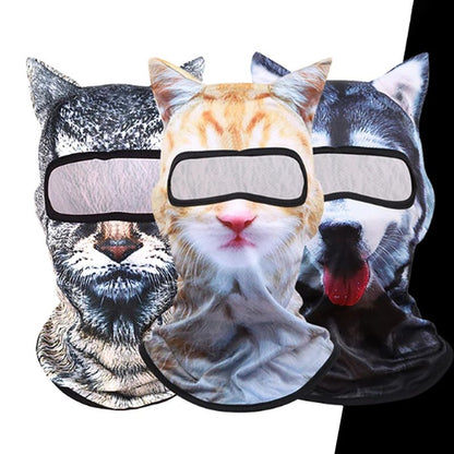 Cute 3D Cat Balaclava Full Face Hood for Men Women, Animal Ski Mask for Snowboard Motocross, Winter Warm Face Cover Gift