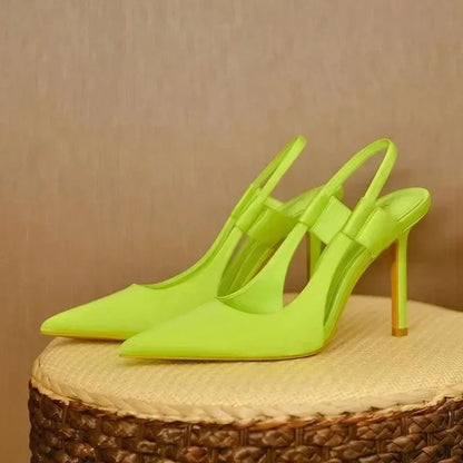 Novas Sandálias Femininas de Luxo Designer Slingback Bico Fino Salto Alto Fino Elegante Sapatos de Salto Scarpin 35-43
