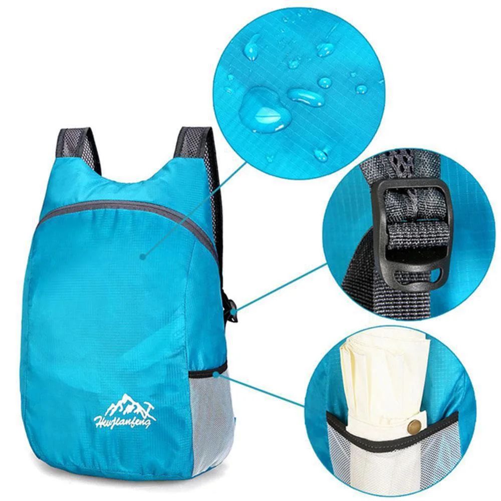Mochila Esportiva Dobrável Impermeável Ultrafina Portátil Leve para Viagem, Adequada para Camping, Corrida, Fitness