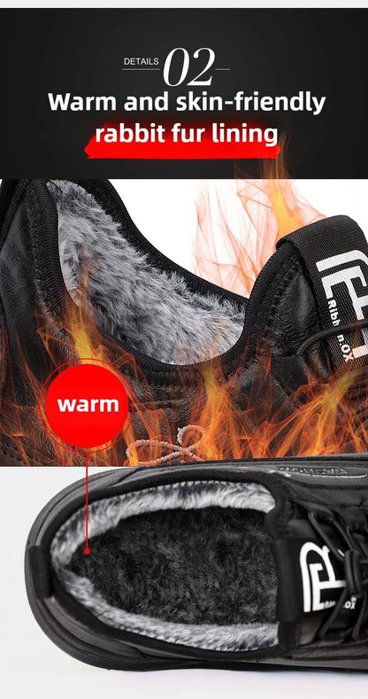 Winter Fashion Men's Shoes Warm Plush  Men's Black Waterproof Zapatillas Hombre Comfortable Men's Walking Shoes