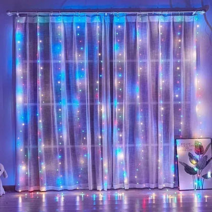 USB Curtain Lights - 8 Lighting Modes LED Fairy String Light for Christmas Halloween New Year Wedding Party Home Garden Decor