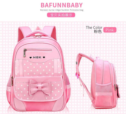 Korean Version Japanese Elementary School Student Backpack Bow Children's Wave Point Girl Ergonomic Design Protects The Spine