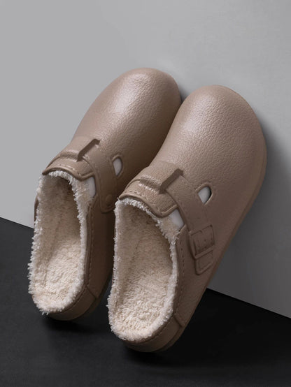 Men Plush Lined Outdoor Anti-slip Garden Shoes Warm Fuzzy Slippers For Women Winter New Cotton Slippers Fuzzy Home Slides