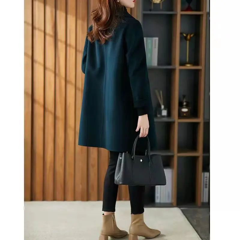 Fashionable Age-Reducing Double-Sided Woolen Coat Medium-Length 2024 Spring New Loose-Fit Slimming Woolen Jacket For Women