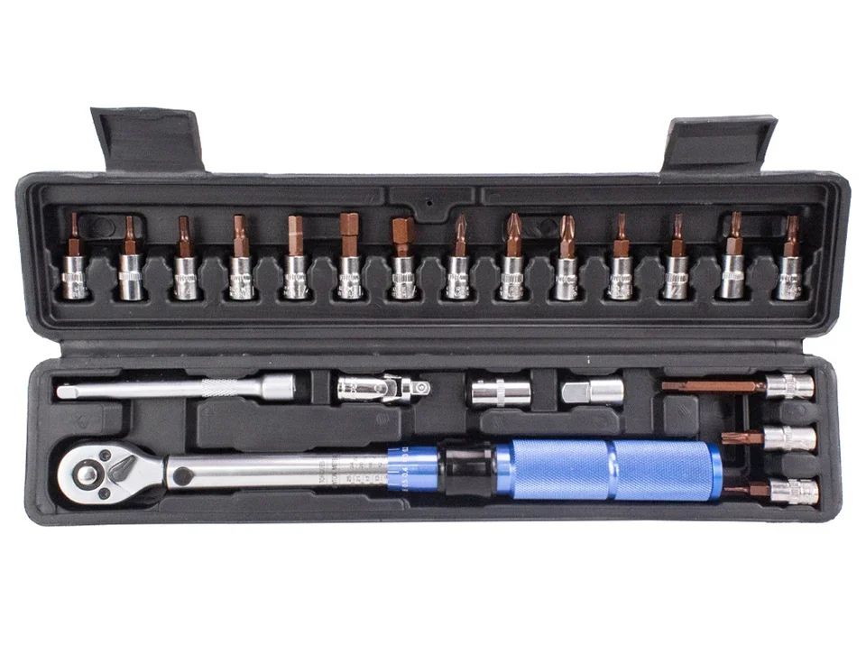 TINSOL Chave Dinamométrica para Bicicleta, Conjunto de 15 Peças, 1/4", 2-24Nm, Chave Allen Direção Dupla, Ferramenta Tipo Soquete Predefinido, Chave de Boca para Reparo Profissional