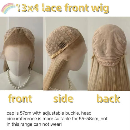 Light Pink Wig for Women 13x4 Lace Front Wig 26inch Long Straight Synthetic Wigs Soft Natural Heat-resistant Fiber Cosplay Wig