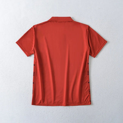 Men's Polo Shirt Button Up Polos Business Casual Lapel Short Sleeve T Shirt Summer Regular Fit Red Black Polo Stripe Shirts