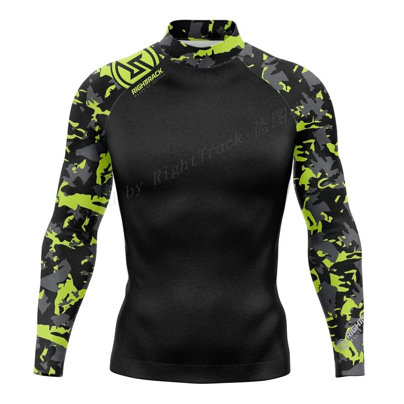 New Men's Surfing Shirt Holiday Party Lycra Rashguard RIGHTTRACK For Surf Sportswear Beach UV Swimwear UPF50  Clothes