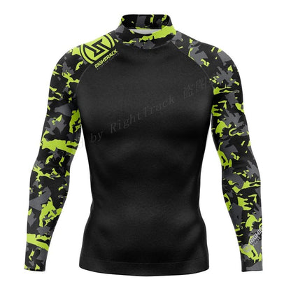 New Men's Surfing Shirt Holiday Party Lycra Rashguard RIGHTTRACK For Surf Sportswear Beach UV Swimwear UPF50  Clothes